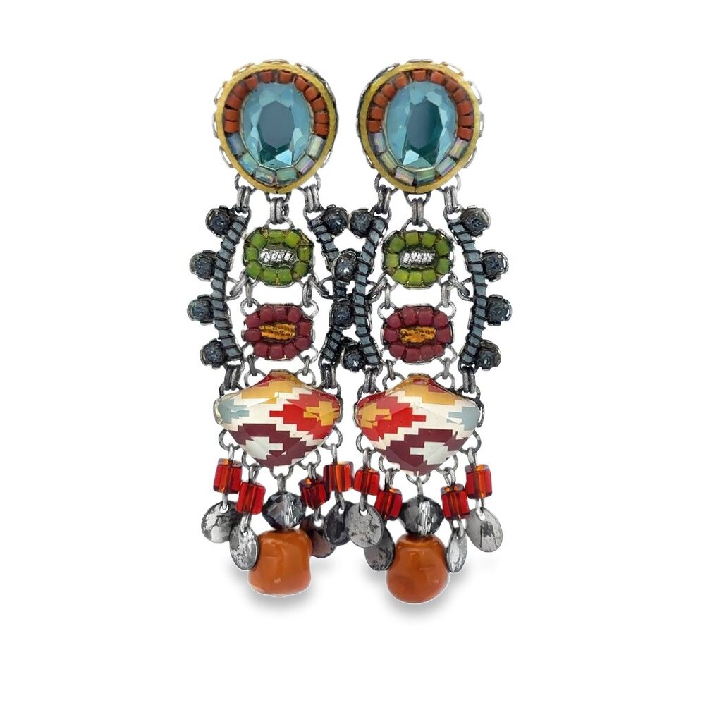 Ayala Bar Silver+Green/Blue Earrings